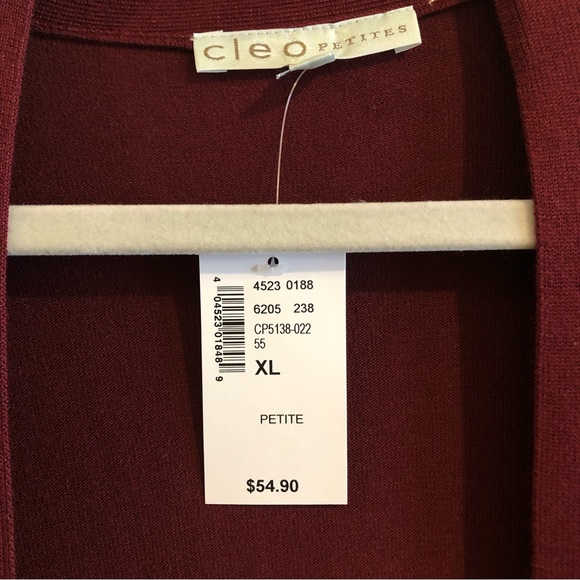 CLEO Burgundy Cardigan or Sweater NWT - Picture 9 of 9